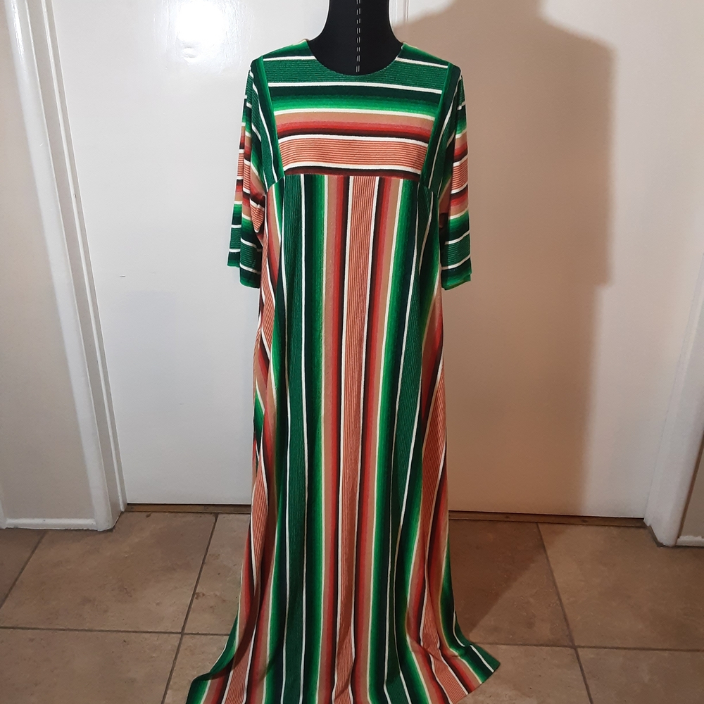 Striped Green & Red Caftan Maxi Mumu